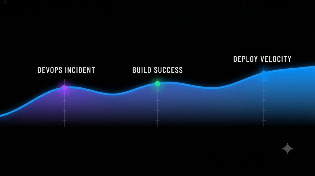 Rising reliability trend line on dark background